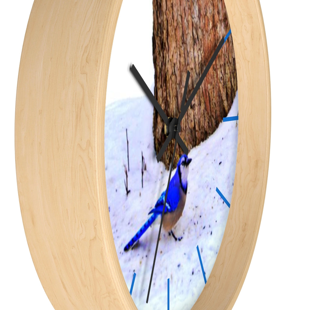 Winter Blue Jay Wall clock