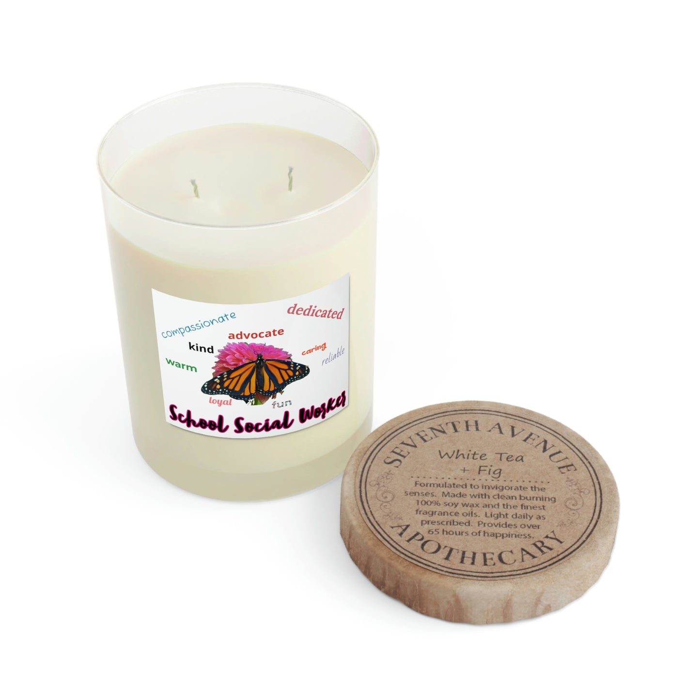 School Social Worker 2-wick Scented Candle (Bianca) - Full Glass, 11oz