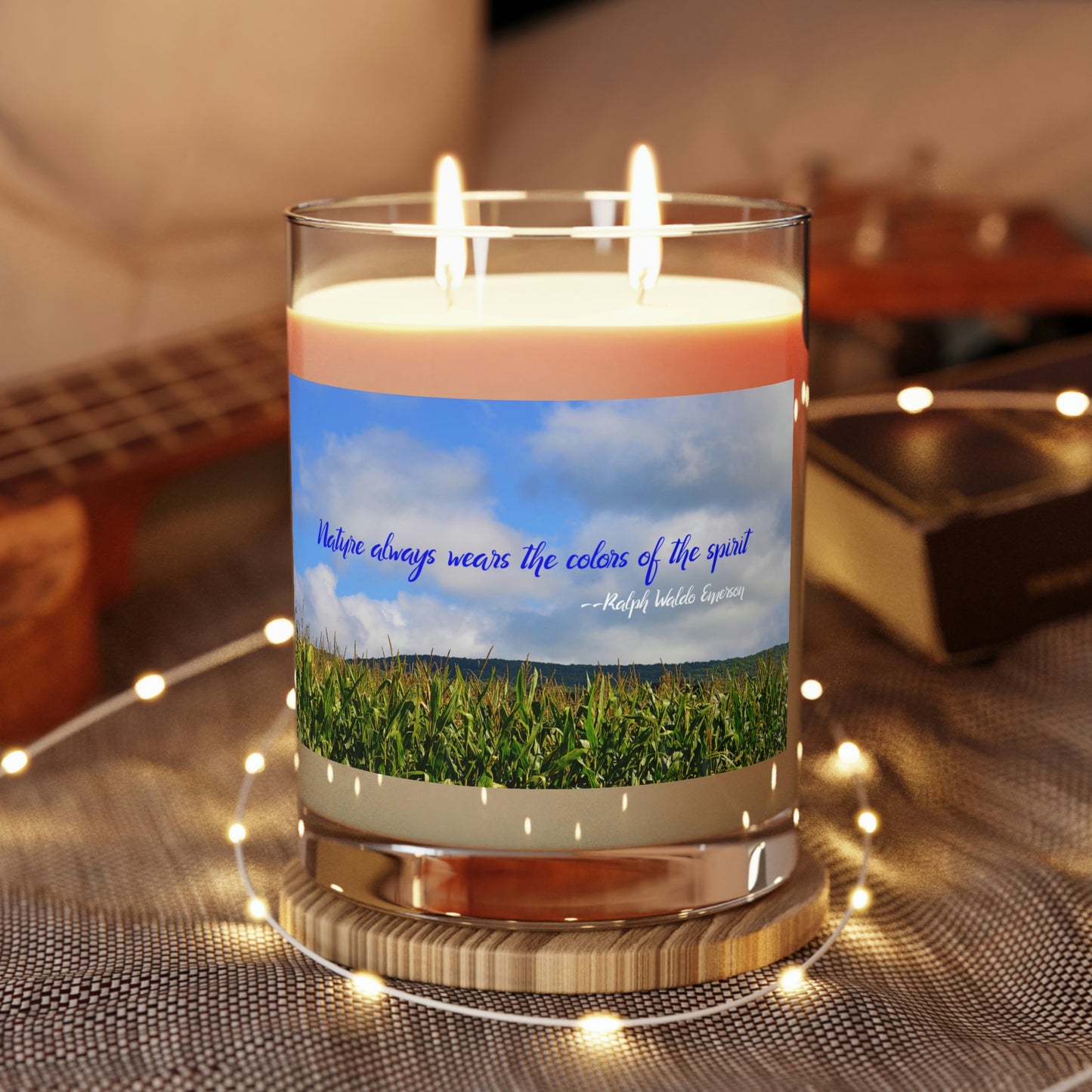 Double-wick Scented Candle - Full Glass, 11oz--Sunny Day Cornfield photo