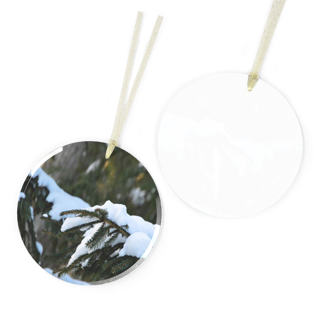 Snowy Pine Glass Ornament