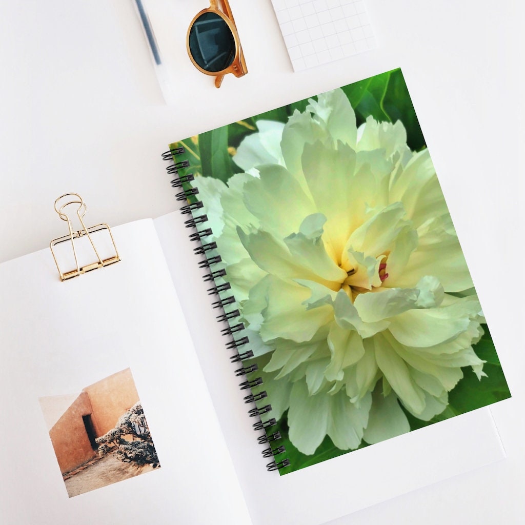 White Peony2 Spiral Notebook - Ruled Line