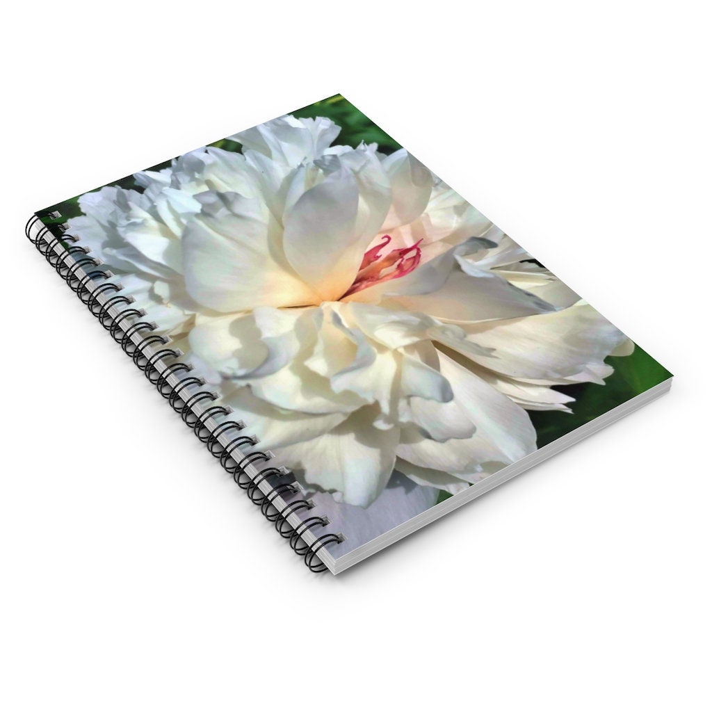 White Peony Spiral Notebook - Ruled Line