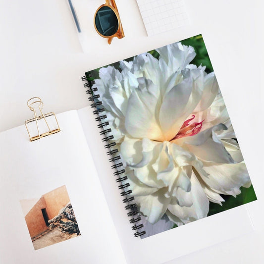 White Peony Spiral Notebook - Ruled Line