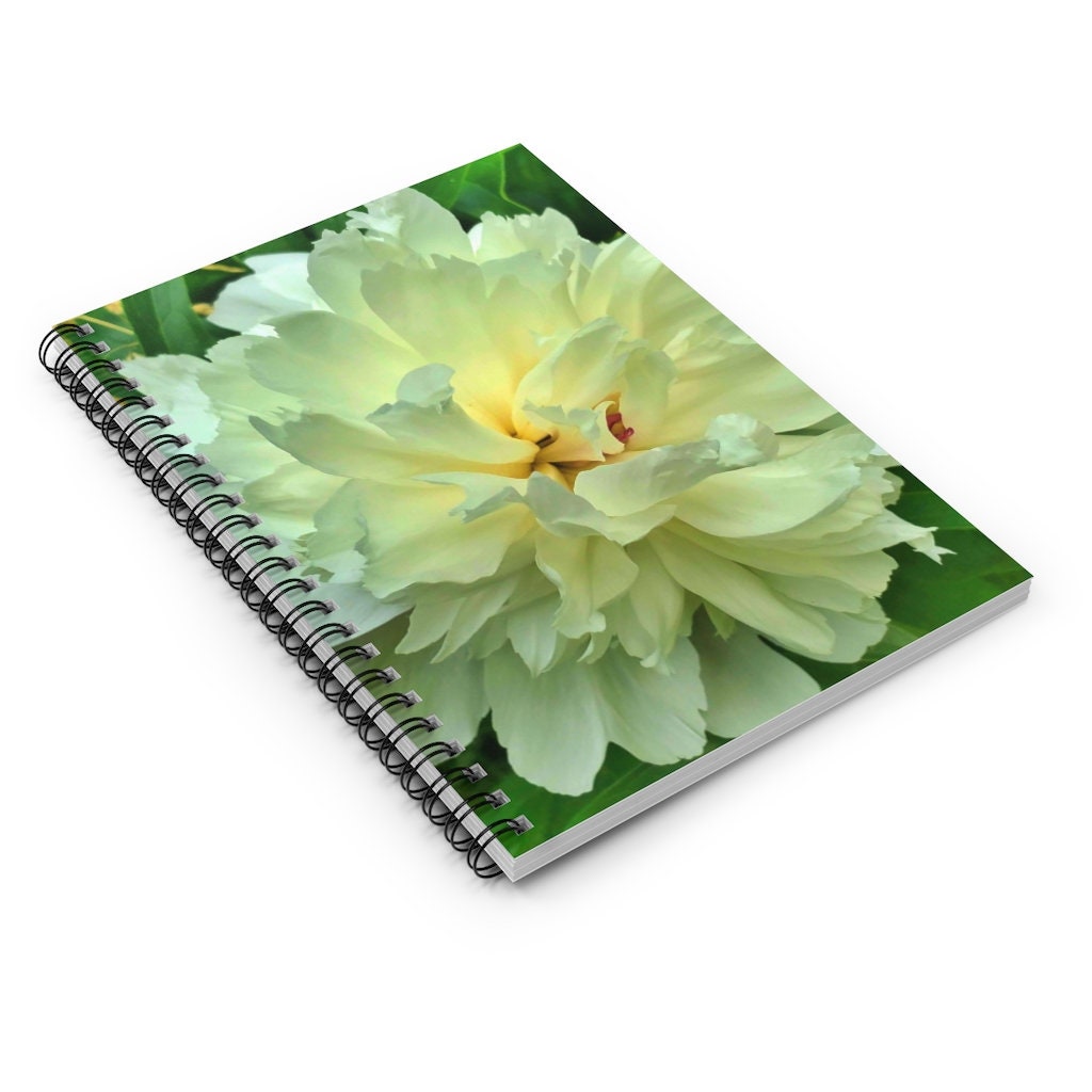 White Peony2 Spiral Notebook - Ruled Line