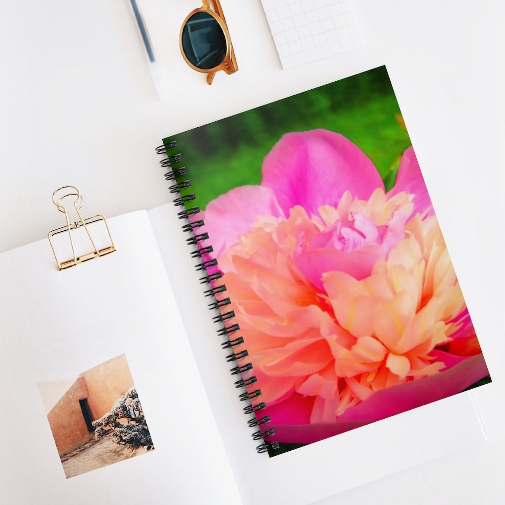 Pink Peony Spiral Notebook - Ruled Line