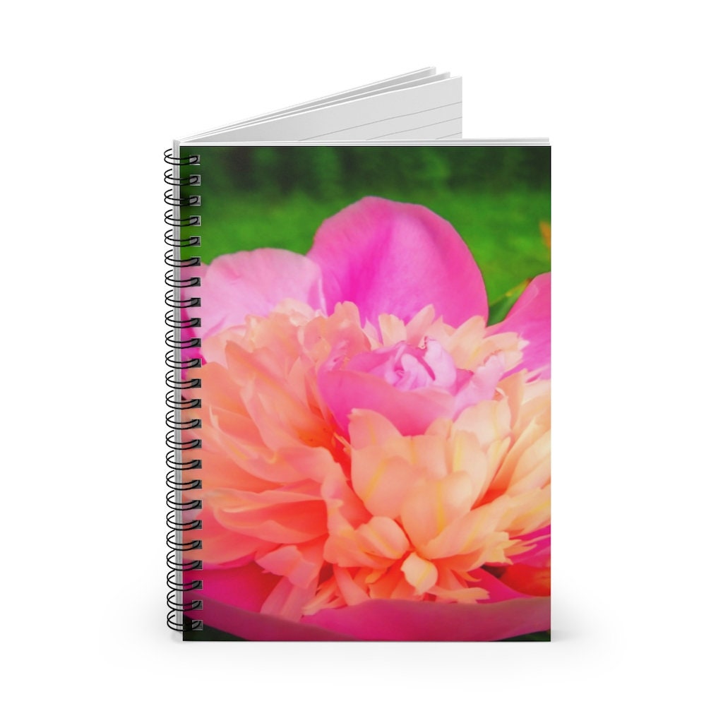 Pink Peony Spiral Notebook - Ruled Line